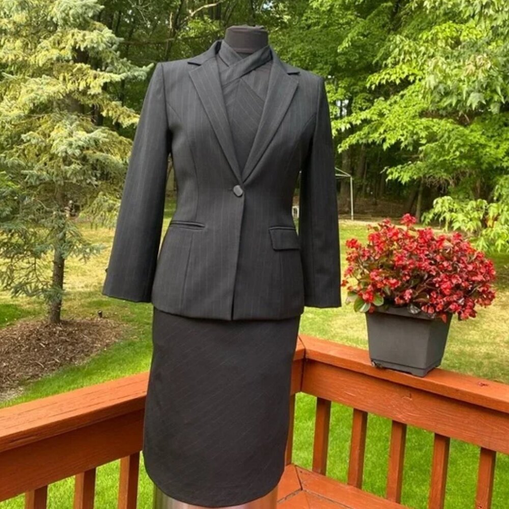 Vintage one of a kind pinstripe halter dress and matching blazer suit set womens